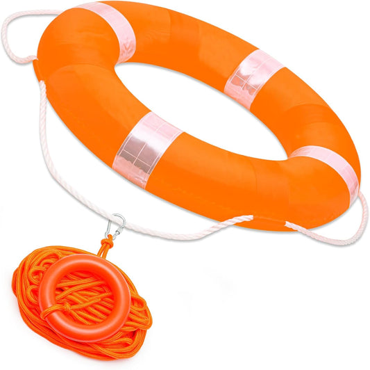 Child Pool Life Ring Buoy – Life Preserver with Rope & Reflective Tape