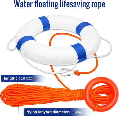 Child Pool Life Ring Buoy – Life Preserver with Rope & Reflective Tape