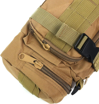 Fishing Bag Fishing Tackle Bag with Rod Holder Water-Resistant Waist Fishing Bag Fishing Gear Bag for Outdoor (Tan)