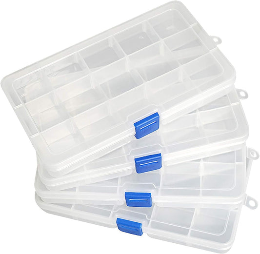 Qualsen 4-Pack Plastic Compartment Box – Adjustable Storage for Tackle & Gear