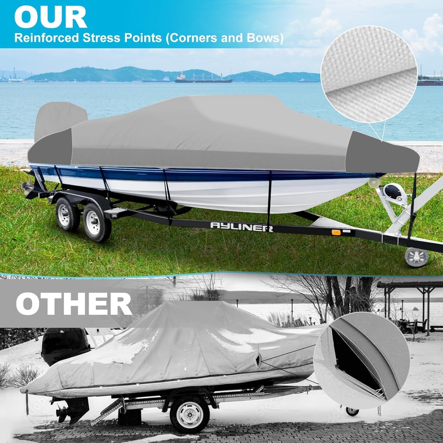 Trailerable 900D Waterproof Boat Cover