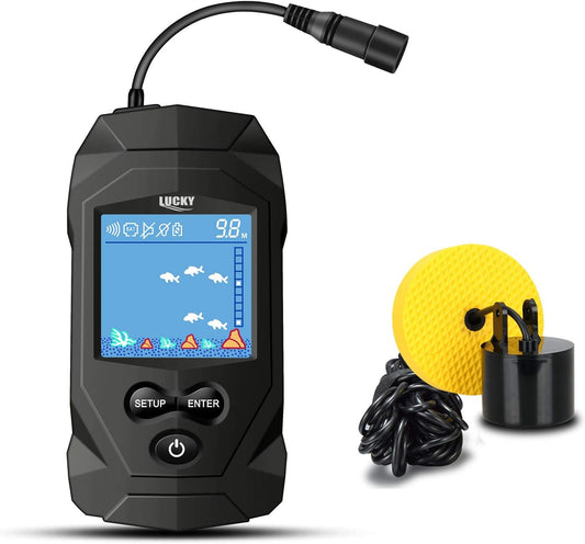 LUCKY Portable Fish Finder – Wired Transducer for Kayak, Boat & Ice Fishing