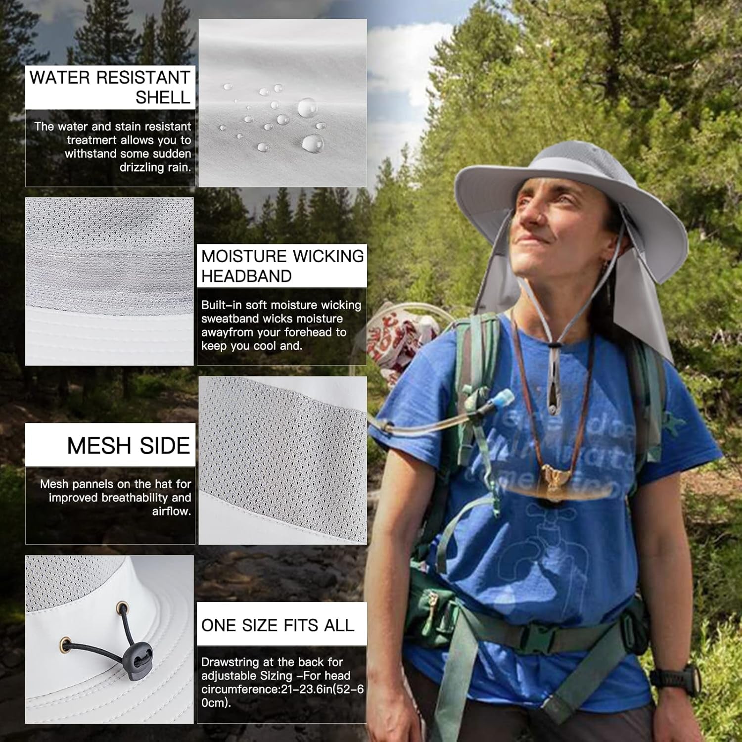 Fishing Hat with Neck Flap & Mesh Ventilation