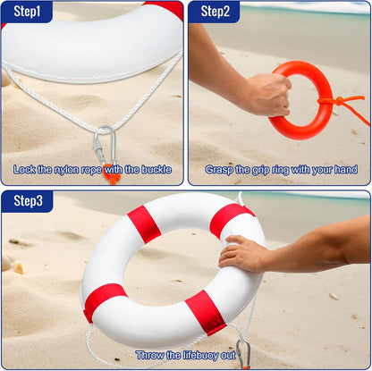 Child Pool Life Ring Buoy – Life Preserver with Rope & Reflective Tape