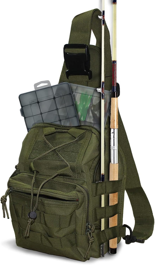 Fishing Sling Backpack with Rod Holder – Ultimate Fly Fishing Tackle Bag