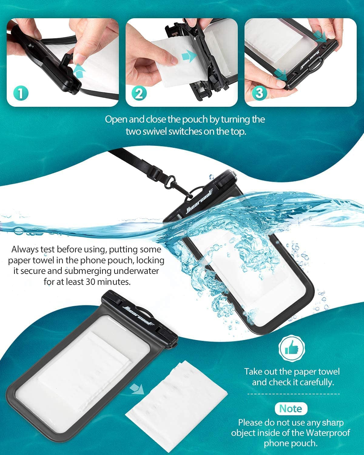 Hiearcool Waterproof Phone Pouch - 2 Pack